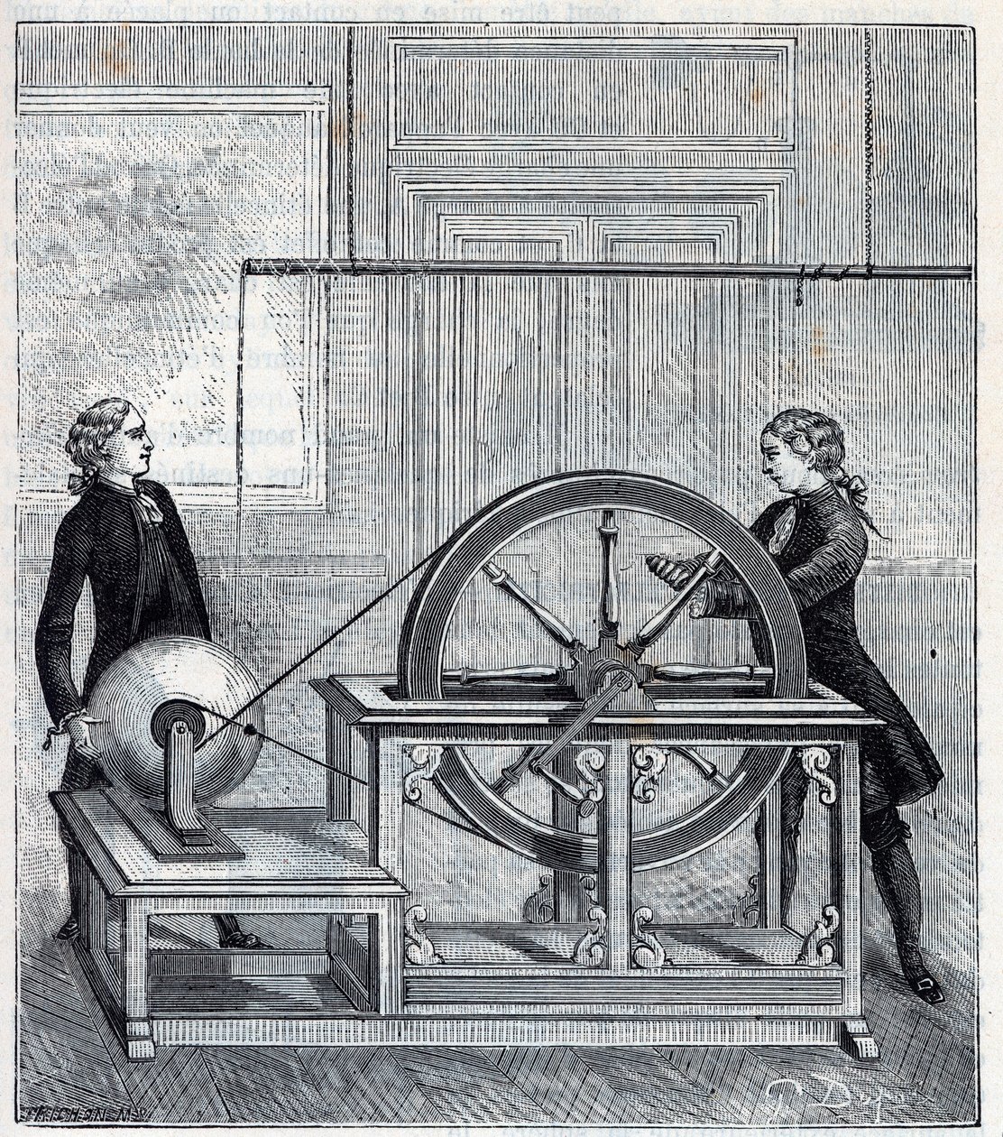 Máquina eléctrica (Gerador) de Francis Hauksbee (1666-1713) aperfeiçoada por Boze l