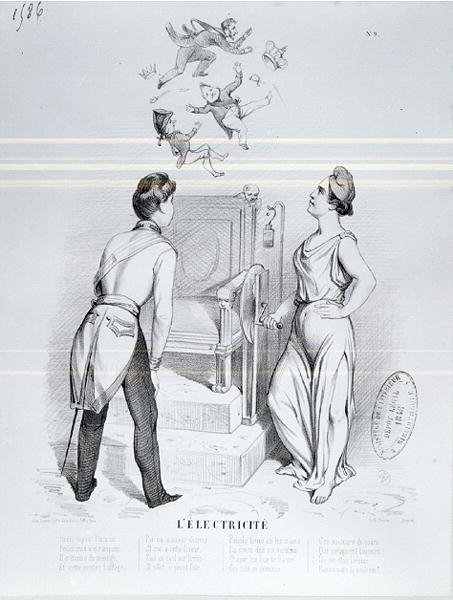 Electricidade, caricatura da revolução de 1848 de French School