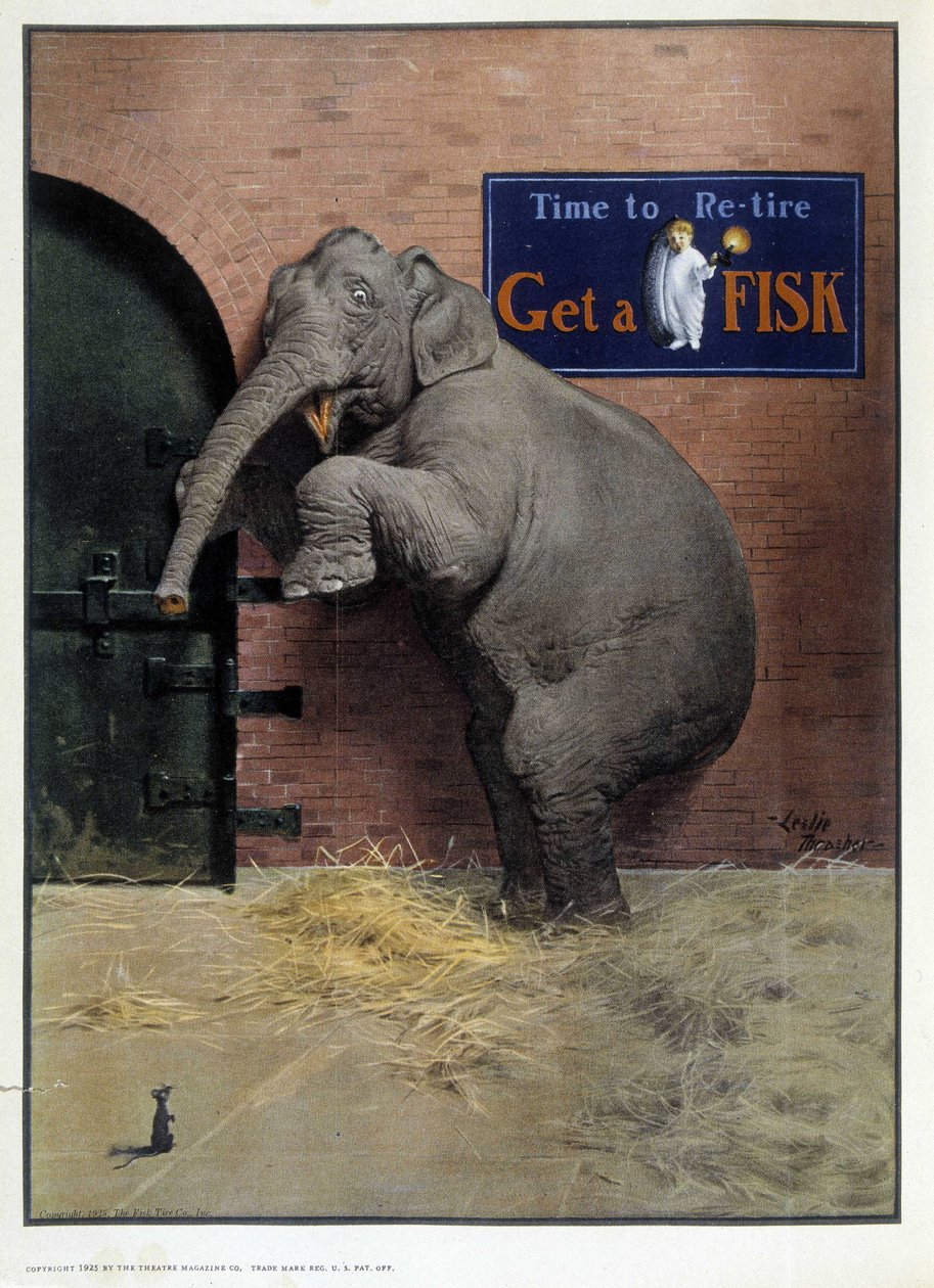 Elefante assustado por um rato - in "Theater Magazine", Sep 1925 de French School