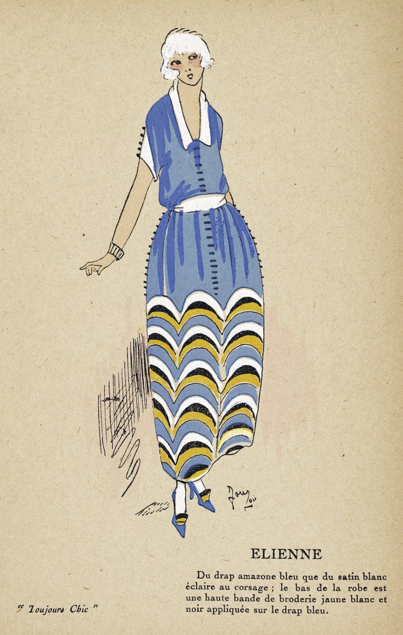Elienne, de Toujours Chic, pub.1921-22 (impressão a stencil) de French School