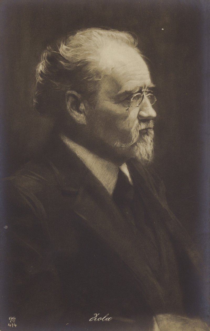 Emile Zola (1840-1902), romancista, jornalista e dramaturgo francês (litografia) de French School