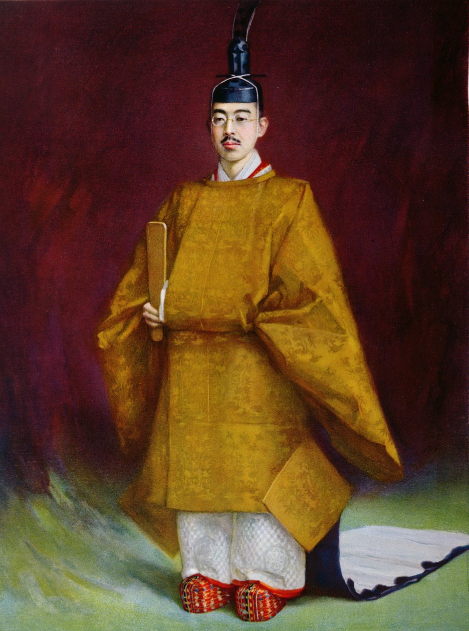 Imperador Hirohito (1901-1989) em fantasia de coroação, 1928 de French School