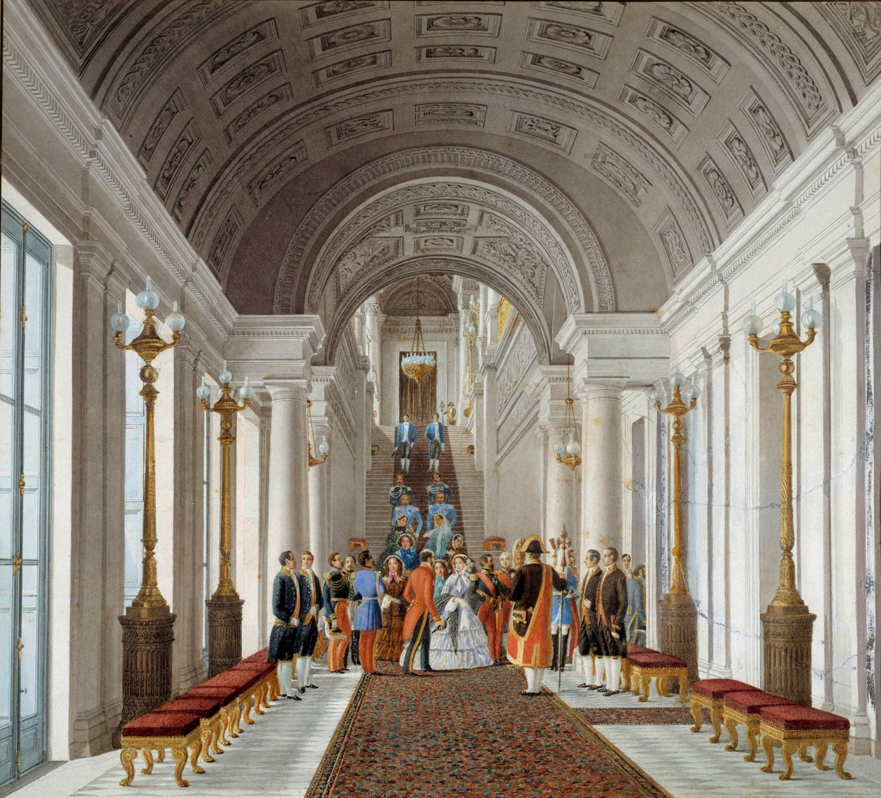 Imperador Napoleão III (1808-1873) e Impression Eugenie (1826-1920) em Tuileries Anonymous pintura por volta de 1860. Paris, artes decorativas de French School