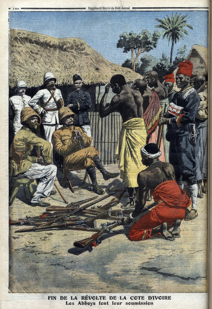 Fim da revolta da Costa do Marfim, as Abadias se rendem ao comandante Nogues, ilustração do 