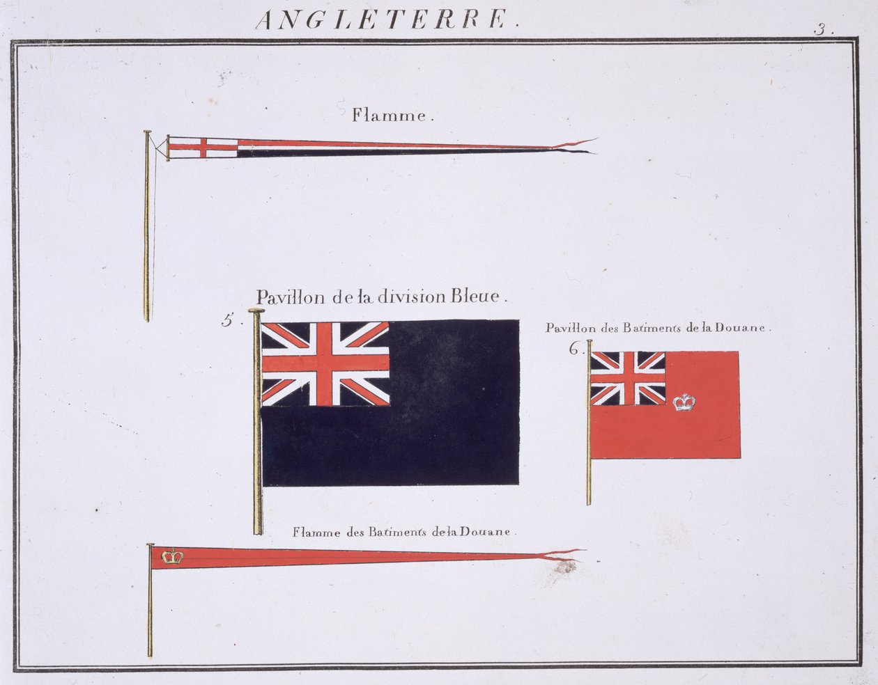 Bandeiras inglesas, de um livro francês das bandeiras, c.1819 de French School