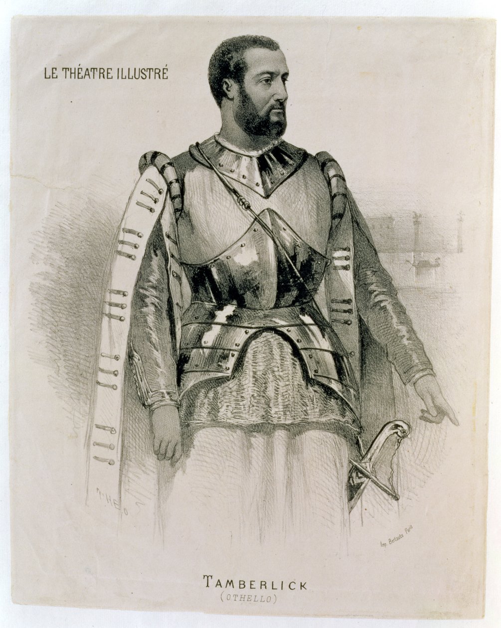 Enrico Tamberlick como Otelo, do teatro ilustrado de French School