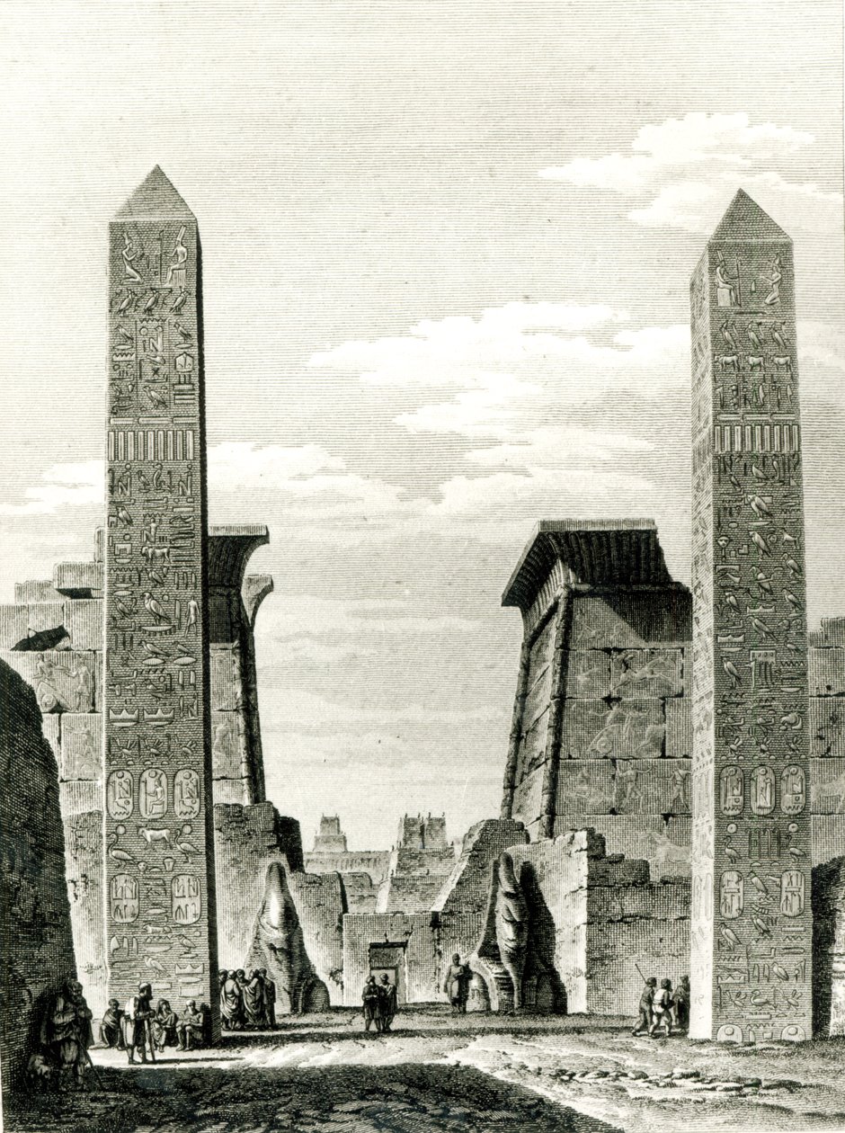 Entrada para o Templo de Luxor, de Voyage in Lower e Upper Egypt por Dominique Vivant Denon (1747-1825) 1802 de French School