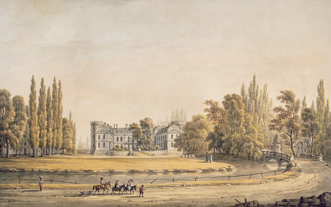 Entrada, para, a, parque, e, chateau, em, Ermenonville, cedo, 19o século de French School