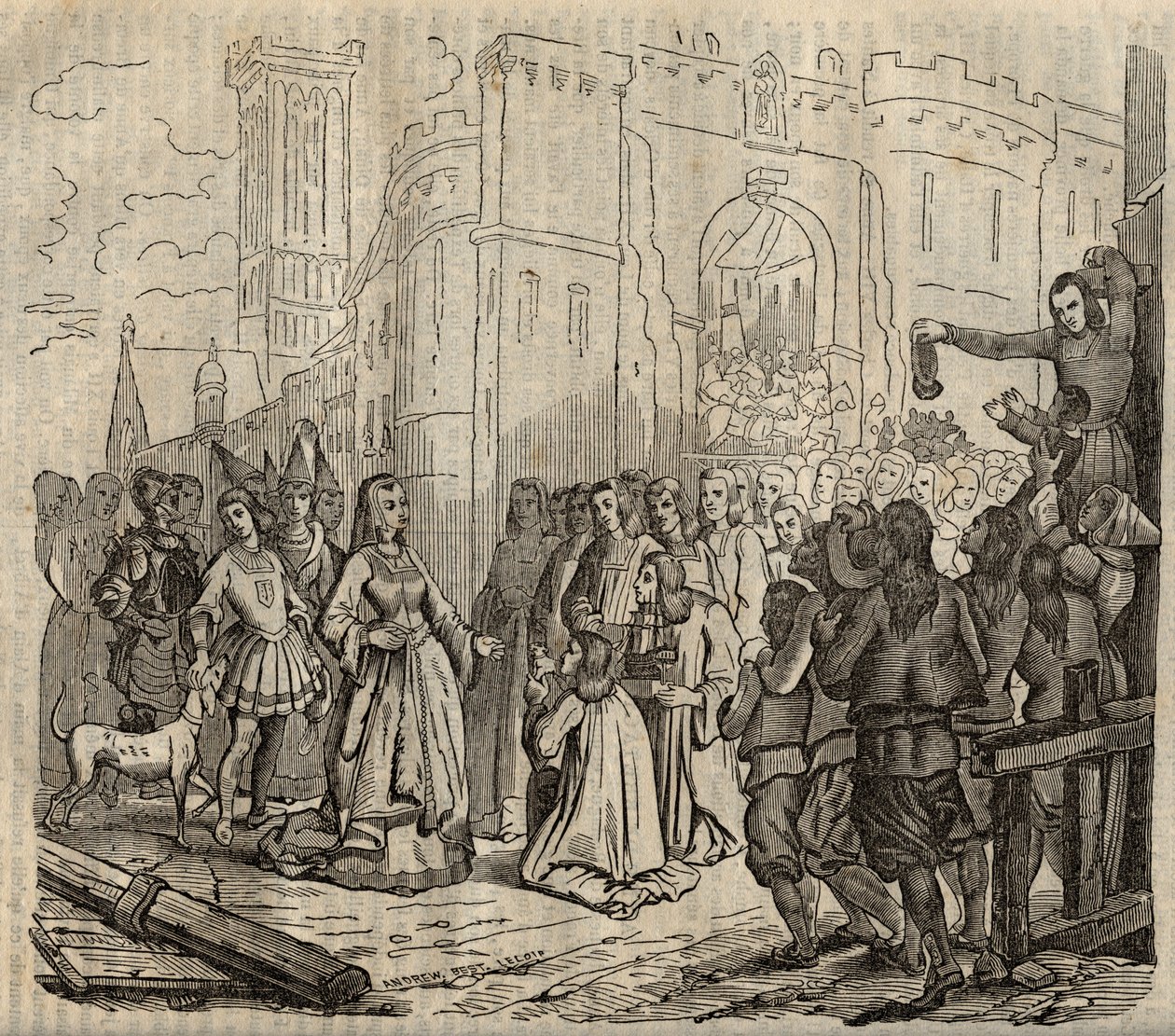 Entrada de Anne de Bretagne (1477-1514) em Morlaix - Entrada de Anne de Brittany em Morlaix - gravura - 1838 de French School