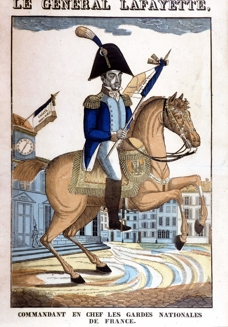 Retrato equestre do General La Fayette (Lafayette), Comandante-em-Chefe da Guarda Nacional da França de French School