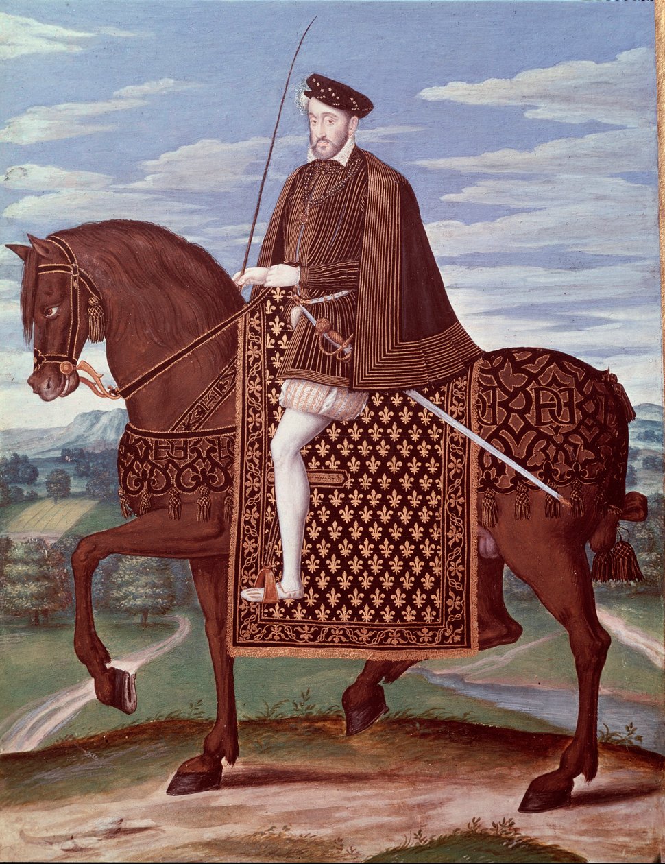 Retrato equestre de Henrique II (1519-1559) Rei de França (Retrato de Henrique II rei de França) Pintura anónima de French School