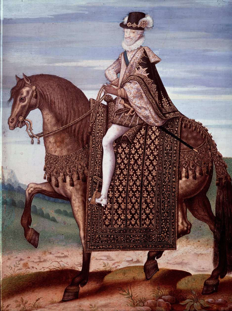 Retrato equestre de Henrique IV (1553-1610) Rei de França (Retrato de Henrique IV rei de França) Pintura anónima de French School