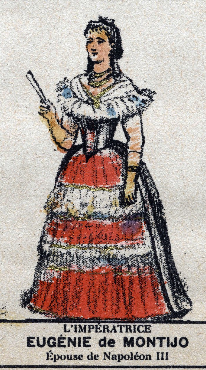 Eugenie (1826-1920), Impressão dos franceses (Eugenia Maria de Montijo de Guzman, Condessa de Teba, esposa de Napoleão III). Em "Galeriede Reis e Rainhas de França e personagens ilustres de 1643 a 1895" Imagem de epígrafe. de French School