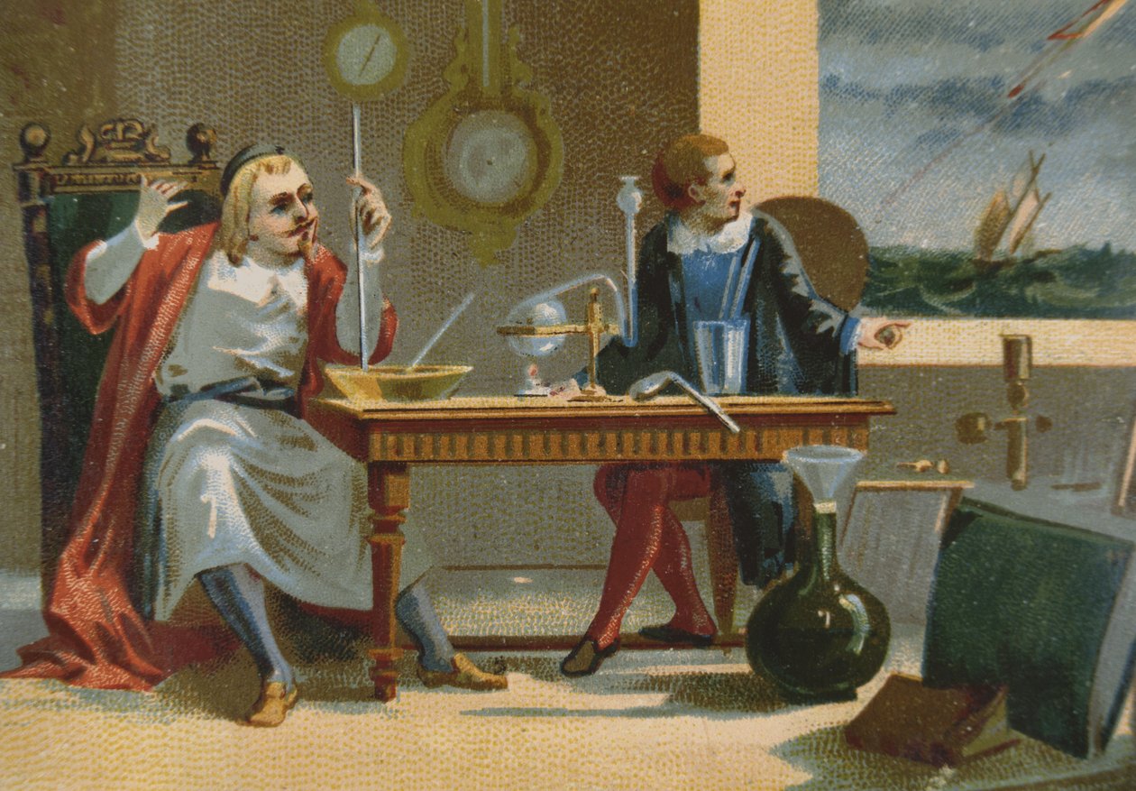Evangelista Torricelli (1608-47), inventor do termômetro barômetro de French School