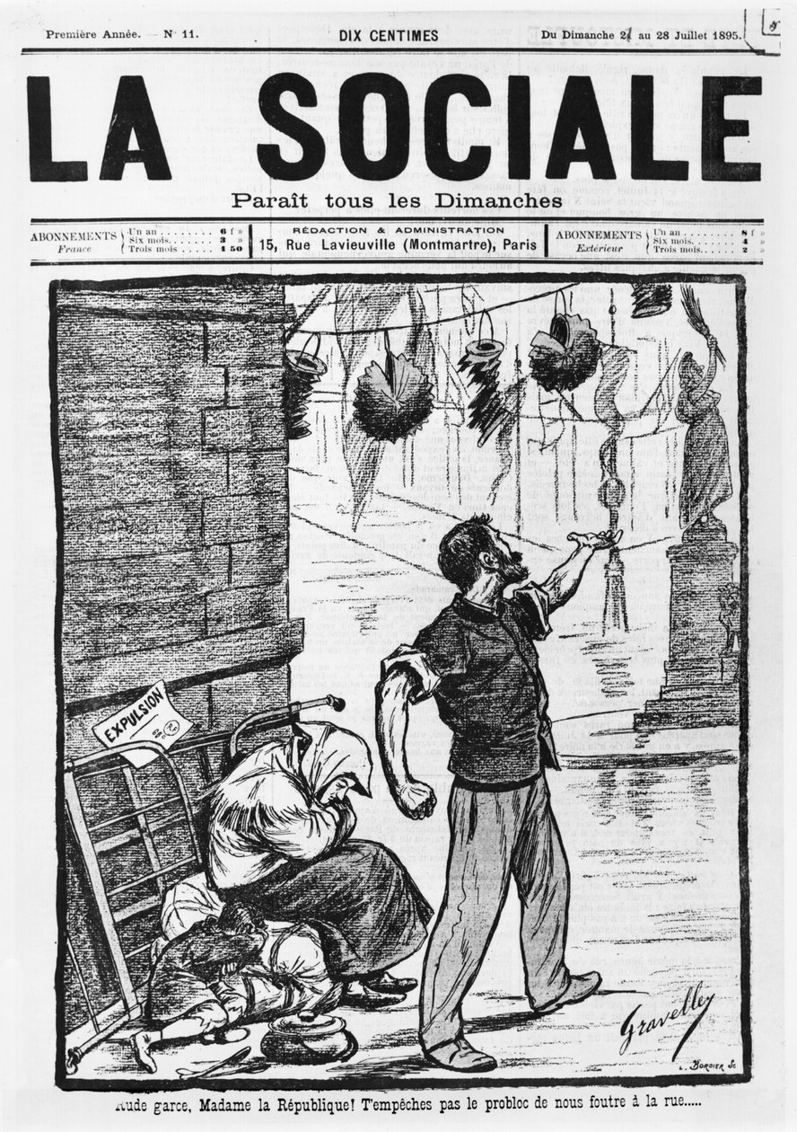 Despejo, capa de La Sociale, 21-28 de julho de 1895 de French School