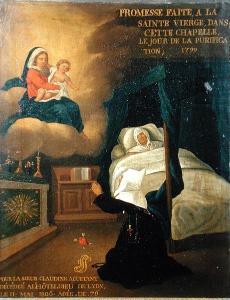 Ex voto para a Irmã Claudine Aguetant, que morreu no hospital geral de Lyon de French School
