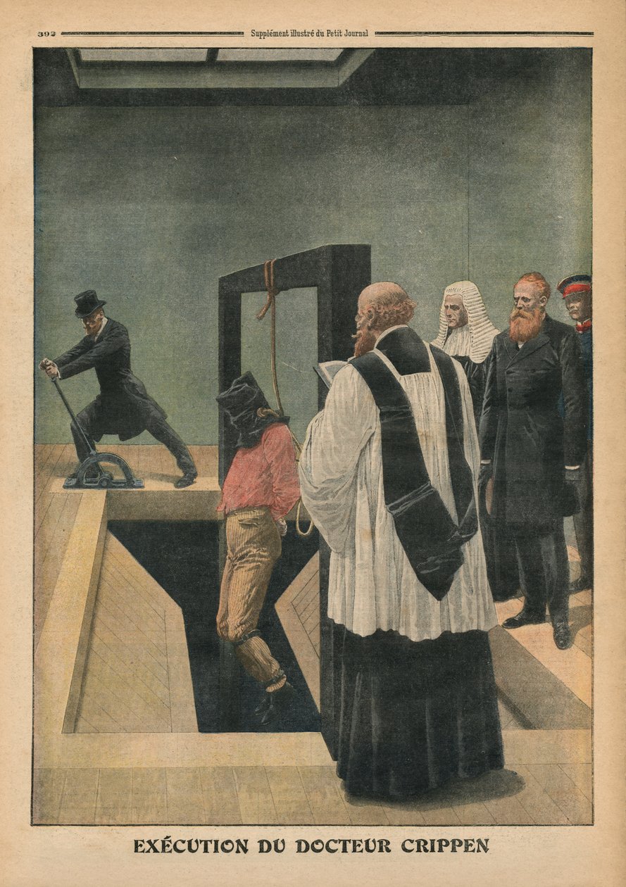 Execução do Doutor Crippen, ilustração de &39;Le Petit Journal&39;, suplemento ilustrativo, 4 de dezembro de 1910 de French School