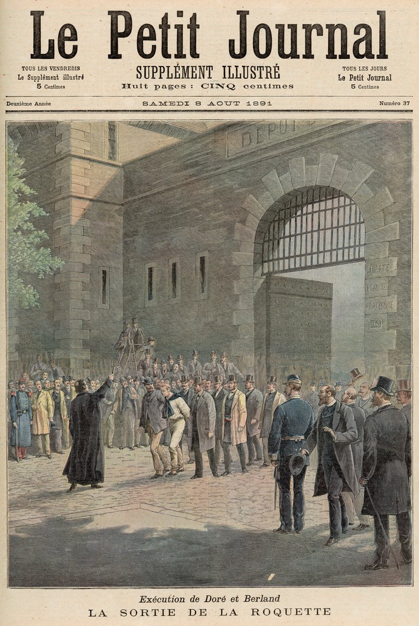 Execução de Dore e Berland: Leaving La Roquette, de &39;Le Petit Journal&39;, 8 de agosto de 1891 de French School