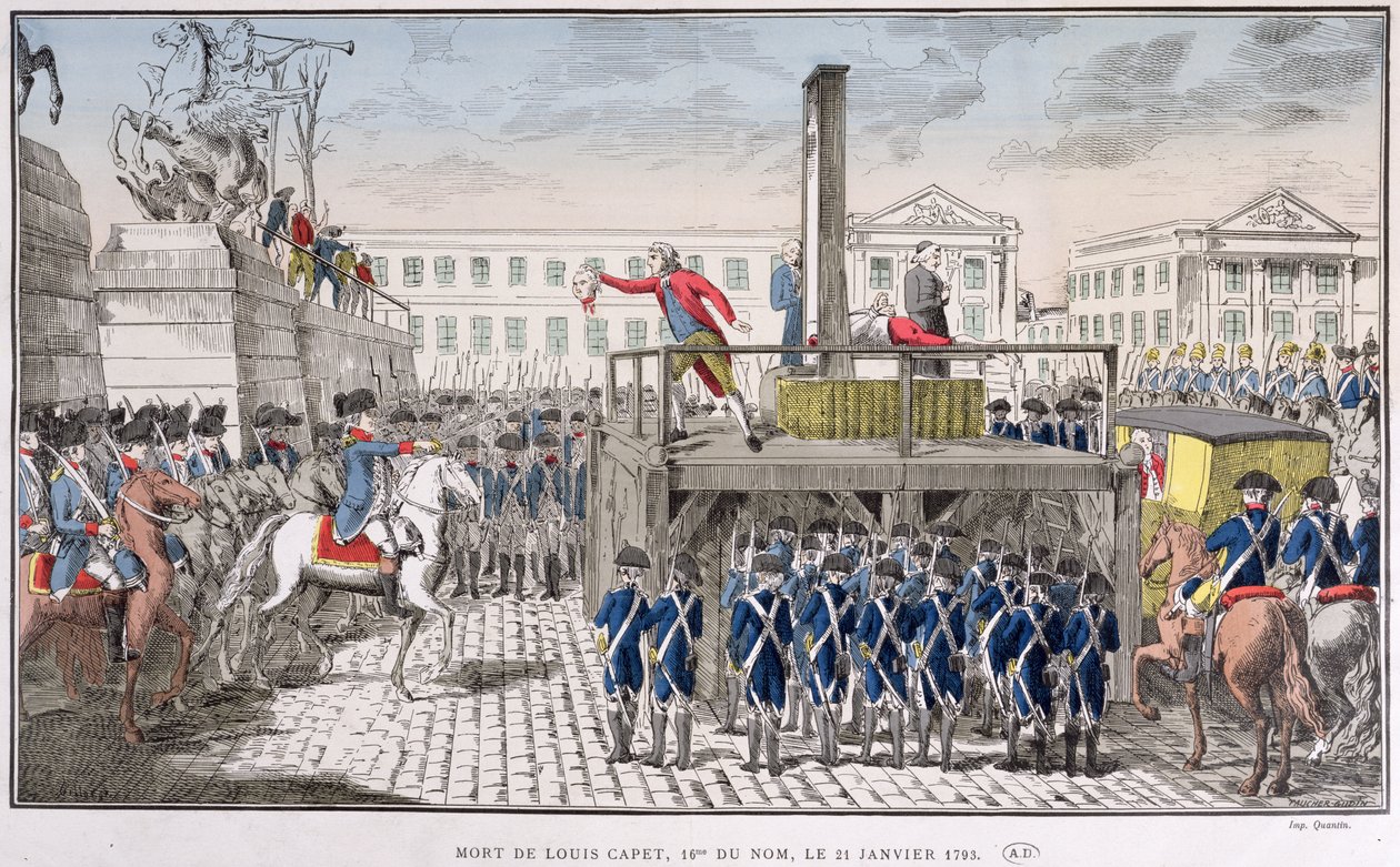 Execução de Luís XVI (1754-93) 21 de janeiro de 1793 de French School