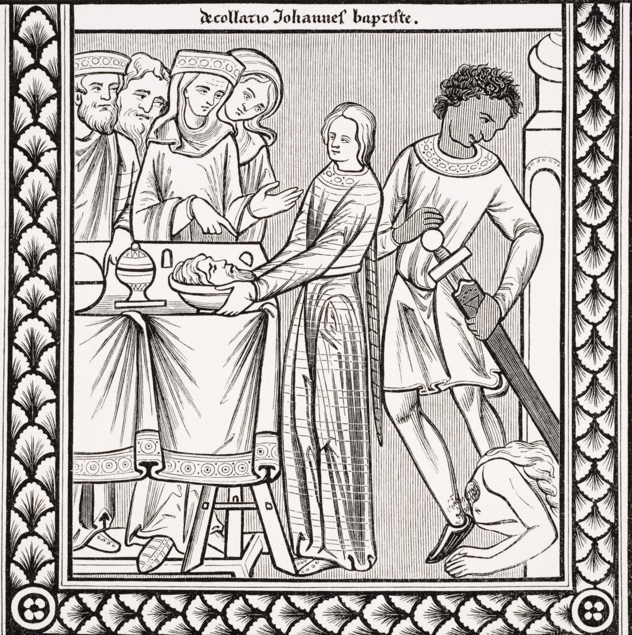 Execução de São João Batista, depois de uma miniatura em um livro de salmo do século 13 de St. Louis, de &39;Le Moyen Age et la Renaissance&39; por Paul Lacroix (1806-84) publicado em 1847 de French School
