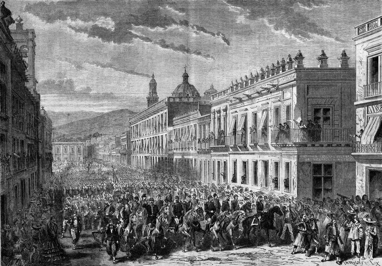 Expedição do México (1861-1867) : entrada do general François Achille Bazaine (François-Achille de French School