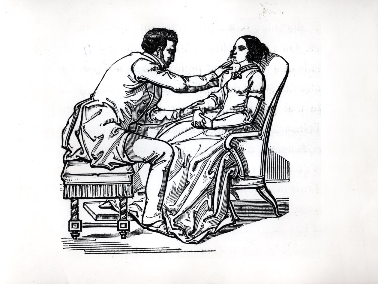 Experiência em magnetismo animal por Franz Anton Mesmer (1734-1815) em 1784 de French School