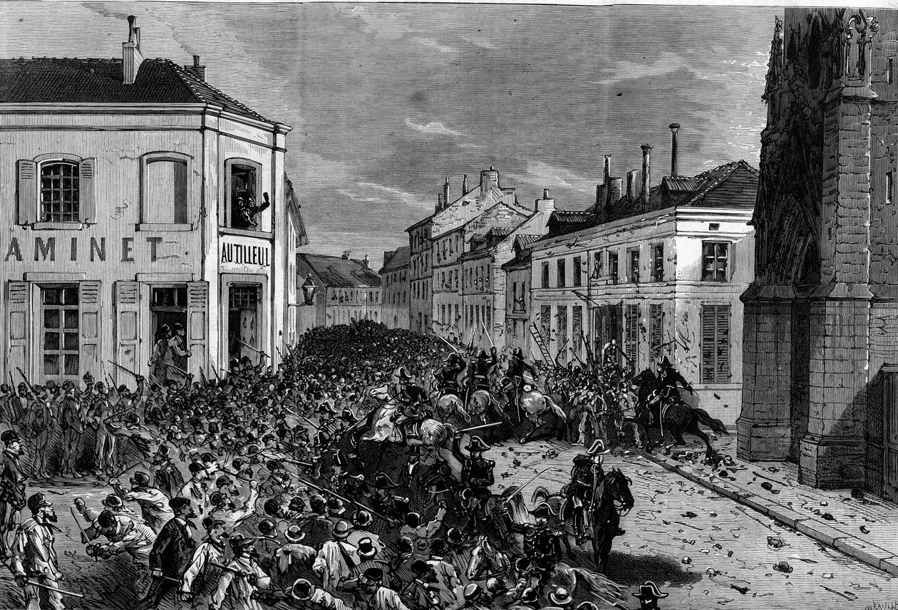Expulsão dos Maristas de Tourcoing seguindo os decretos de março de 1880 tomados por Jules Ferry e retirando o direito de ensinar membros de congregações religiosas não autorizadas: a polícia dispersou os cavaleiros, hostis à expulsão dos Maristas, e re de French School