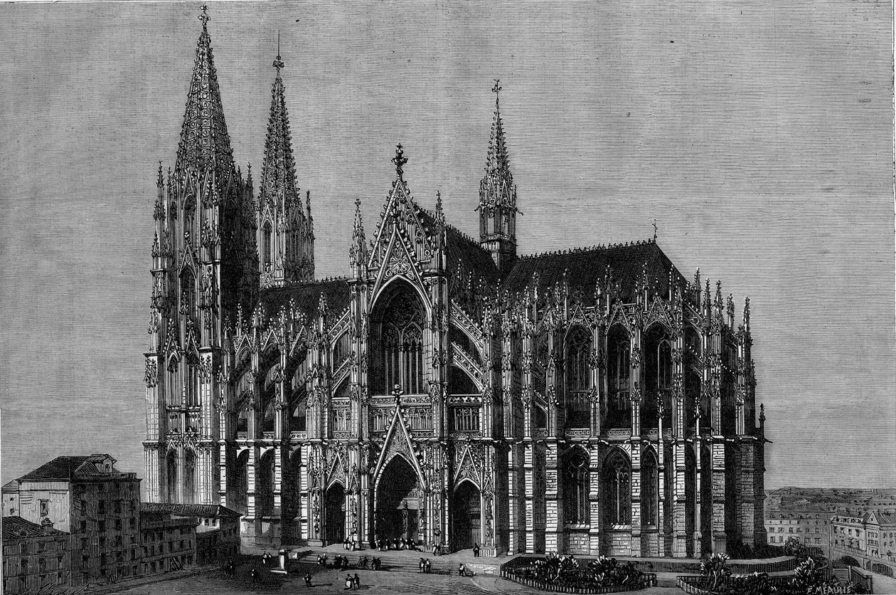 Vista exterior da Catedral de Colónia, Alemanha de French School