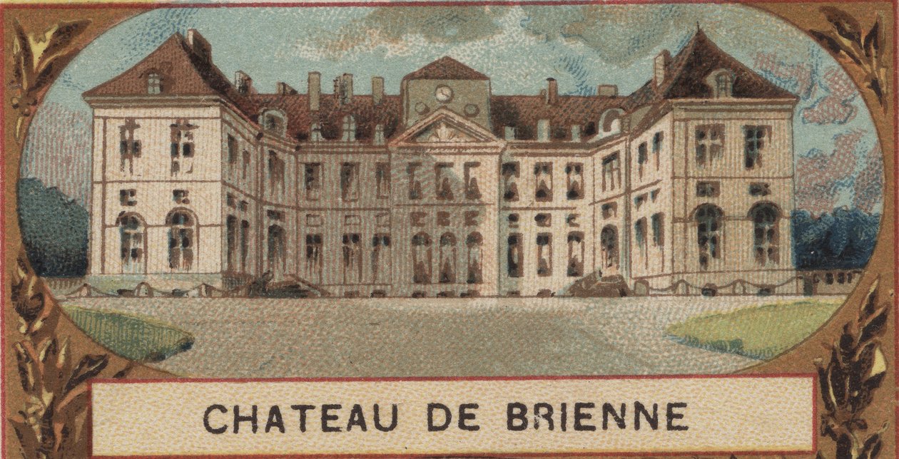 Vista exterior do Chateau de Brienne le Chateau (Brienne-le-Chateau) no Aube (10). Cromolitografia do final do século XIX de French School
