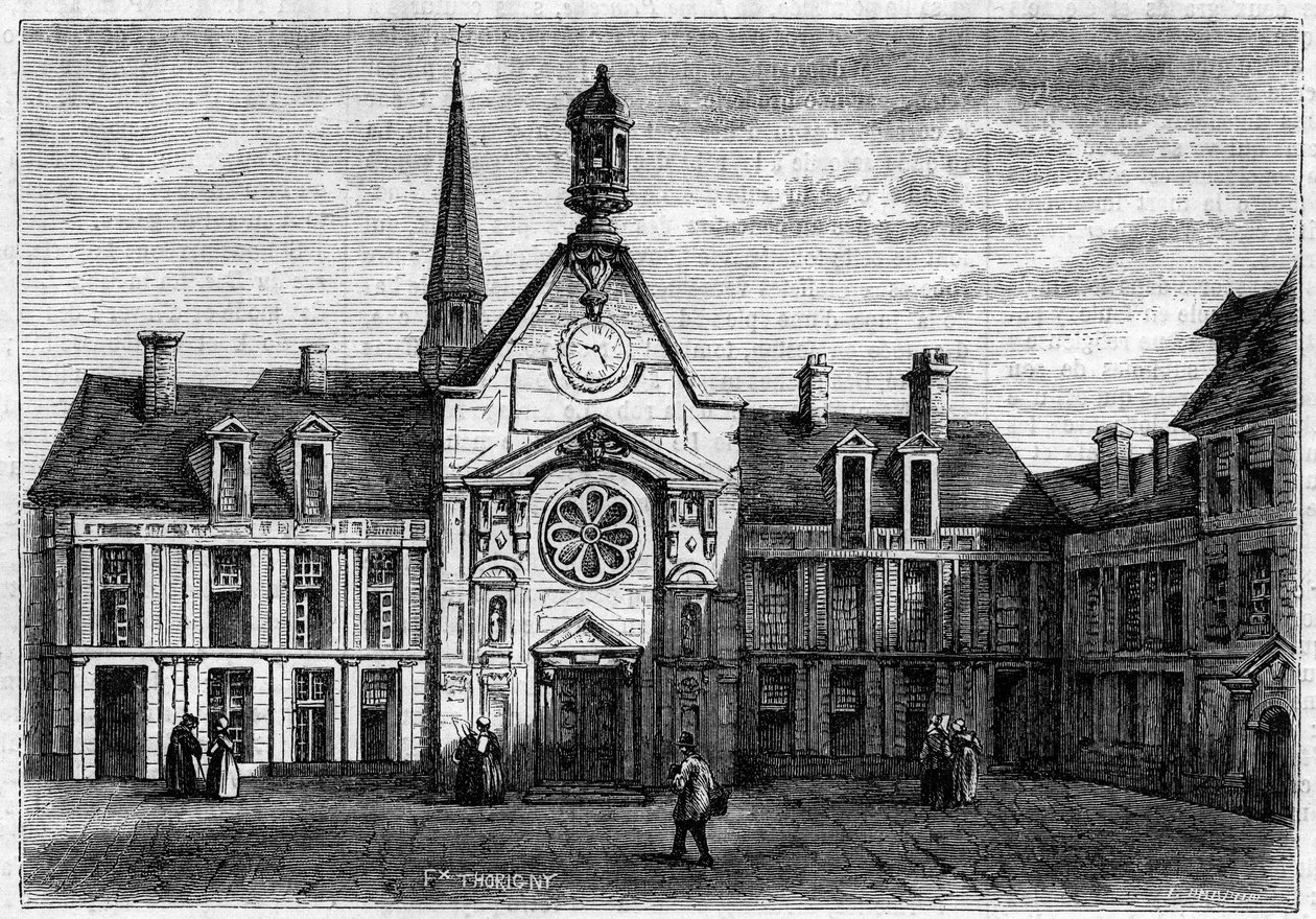 Vista exterior do Hospital da Mulher Incurável, construído entre 1634 e 1757, e restaurado em 1861. Também chamar Hospital Laennec. Paris de French School