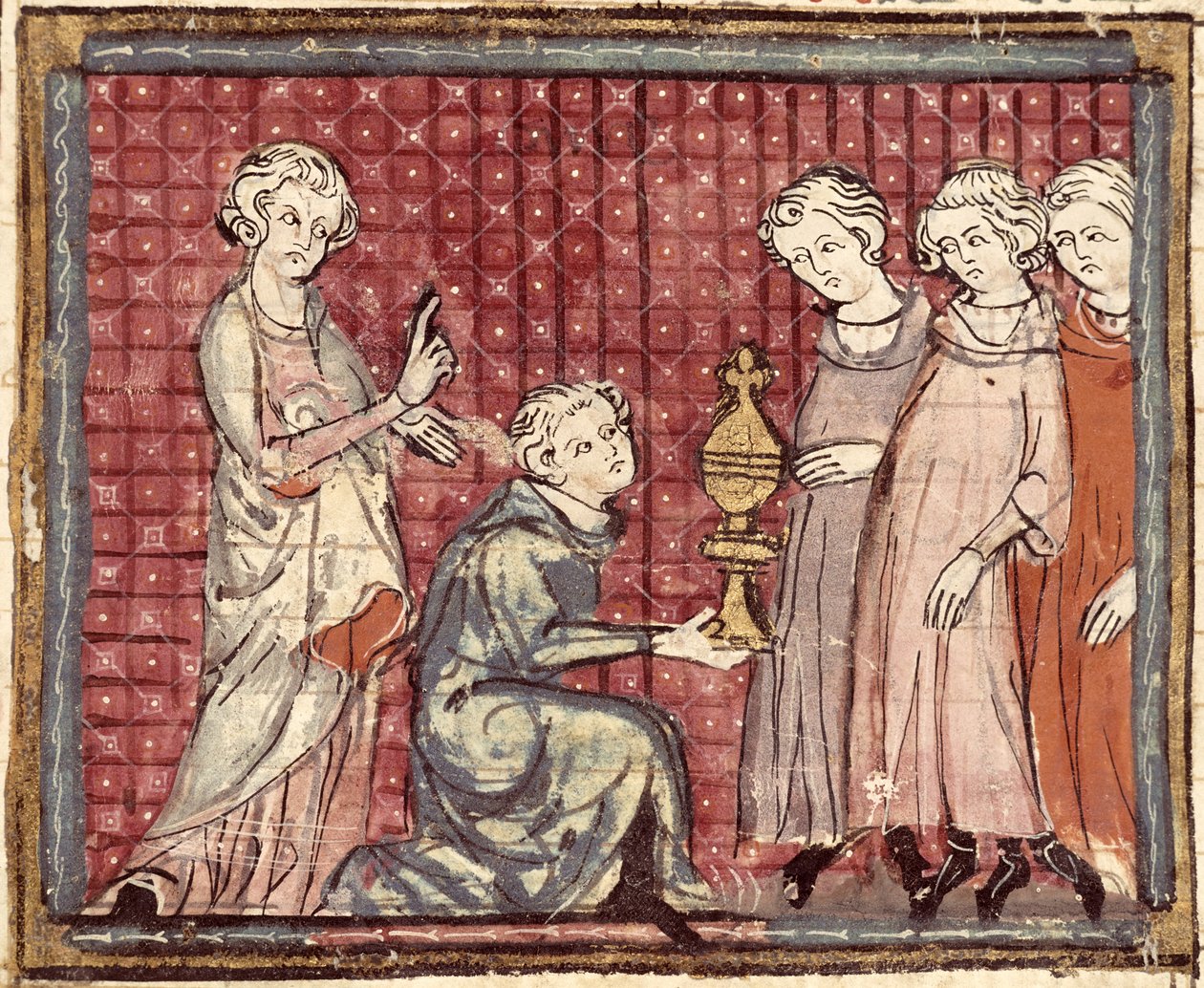 F.29r A Divisão do Reino sobre a Morte de Clotário I (497-561), das Grandes Chroniques de France 1375-79 de French School