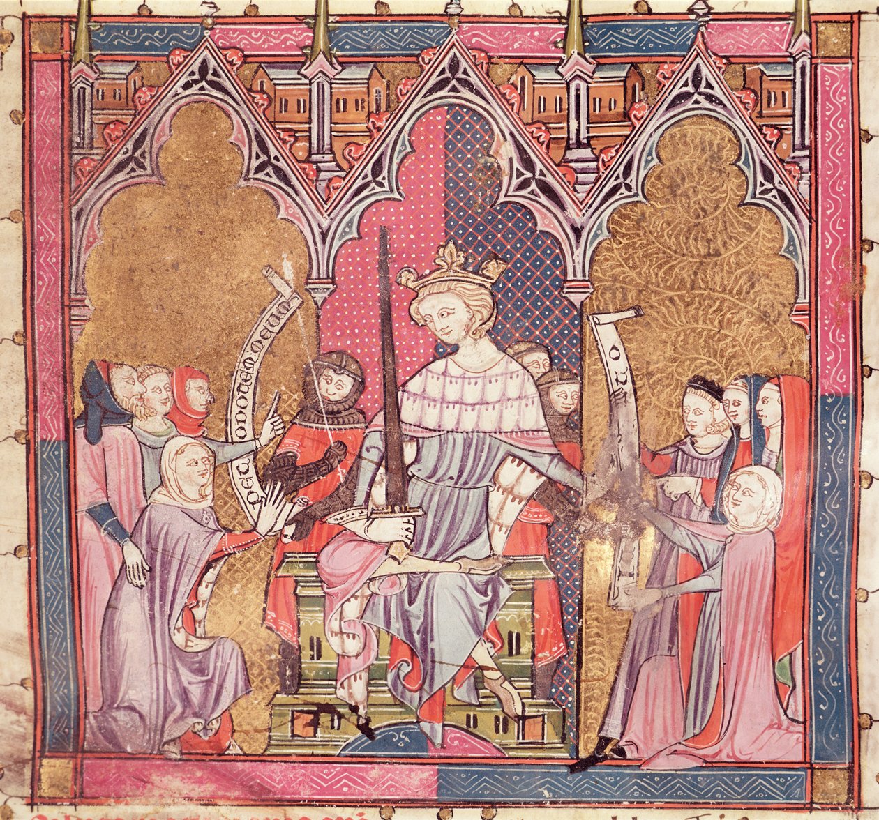 F.3r O Rei que administra a justiça, de Justiniani em Fortiatum de French School