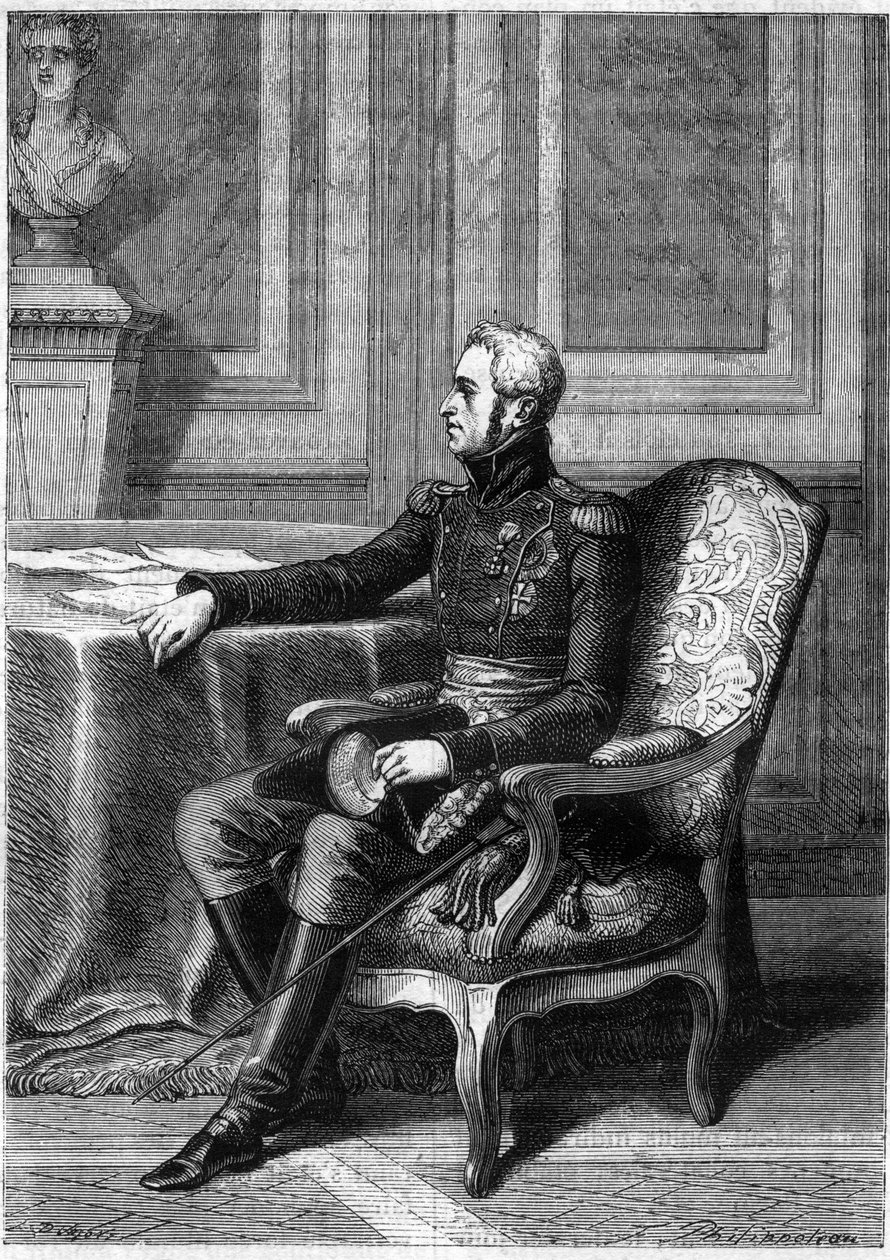 FREDERICK VI OF DENMARK - Retrato de Frederic VI Rei da Dinamarca (1768-1839) - em "History of the Empire following the history of the consulate" por Adolphe Thiers - 1879 - coleção particular de French School