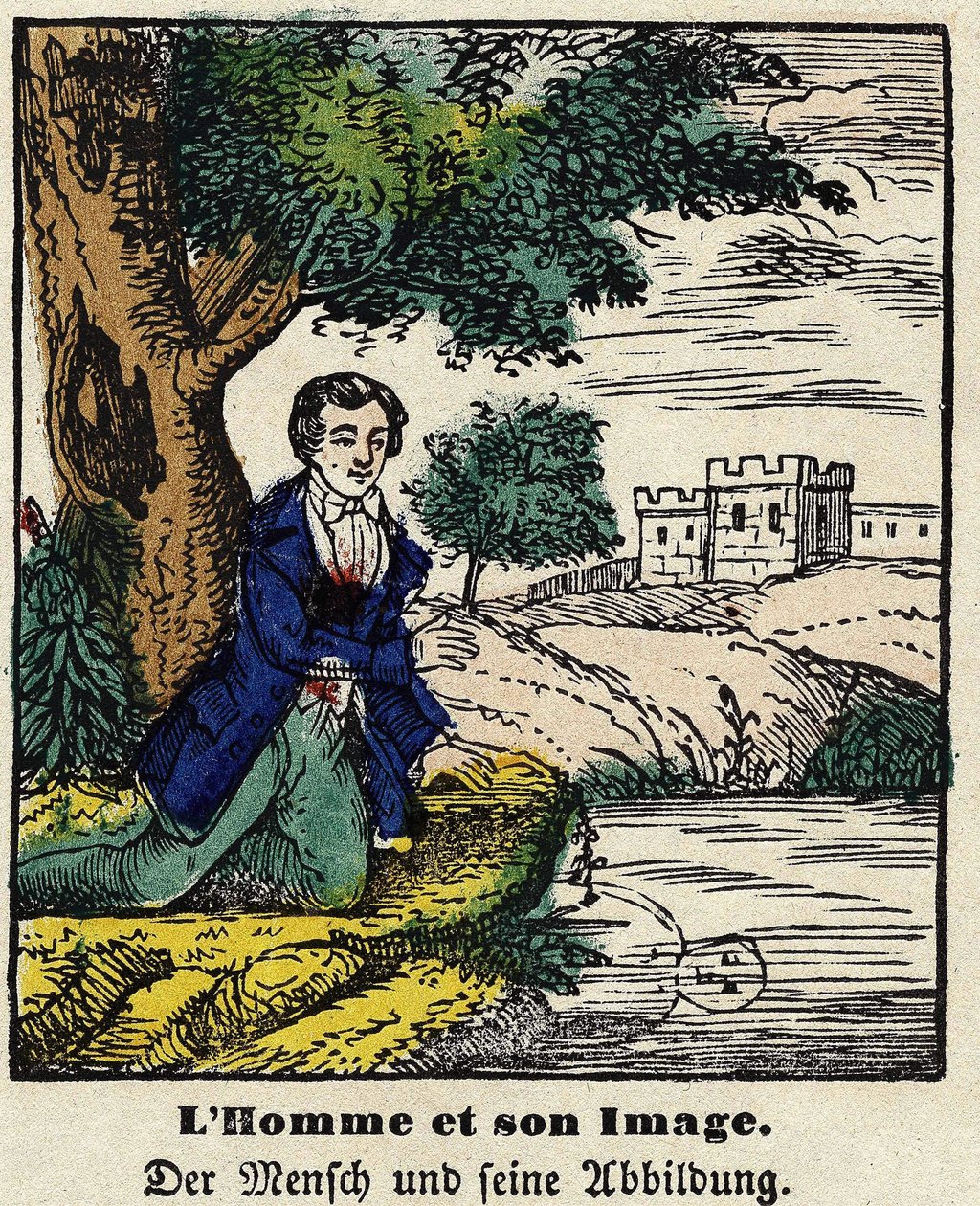 Fables de La Fontaine: o homem e a sua imagem. Imagem de Epinal, primeira metade do século XIX. de French School