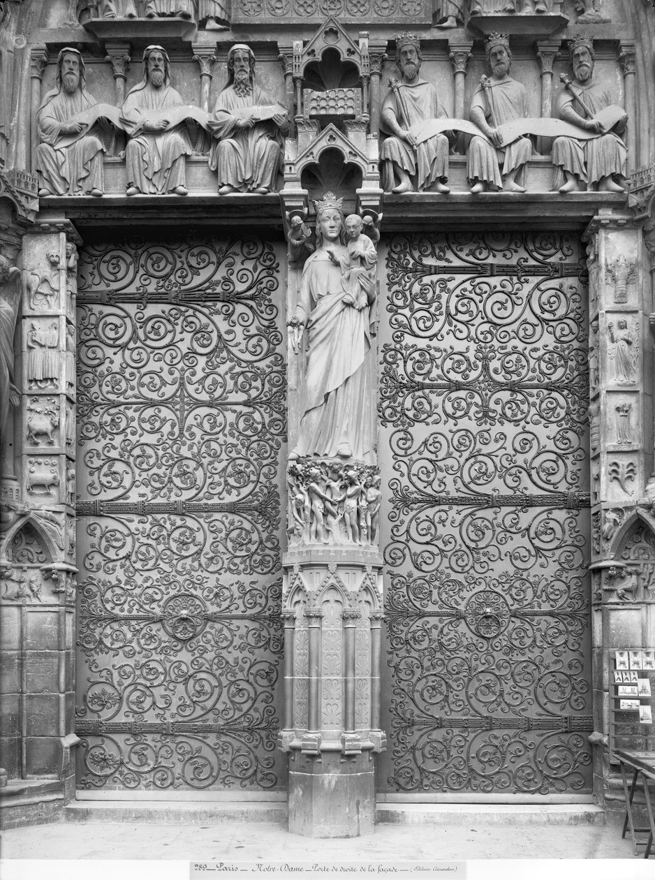 Fachada, de, notre-senhora, esquerda, portal, paris de French School