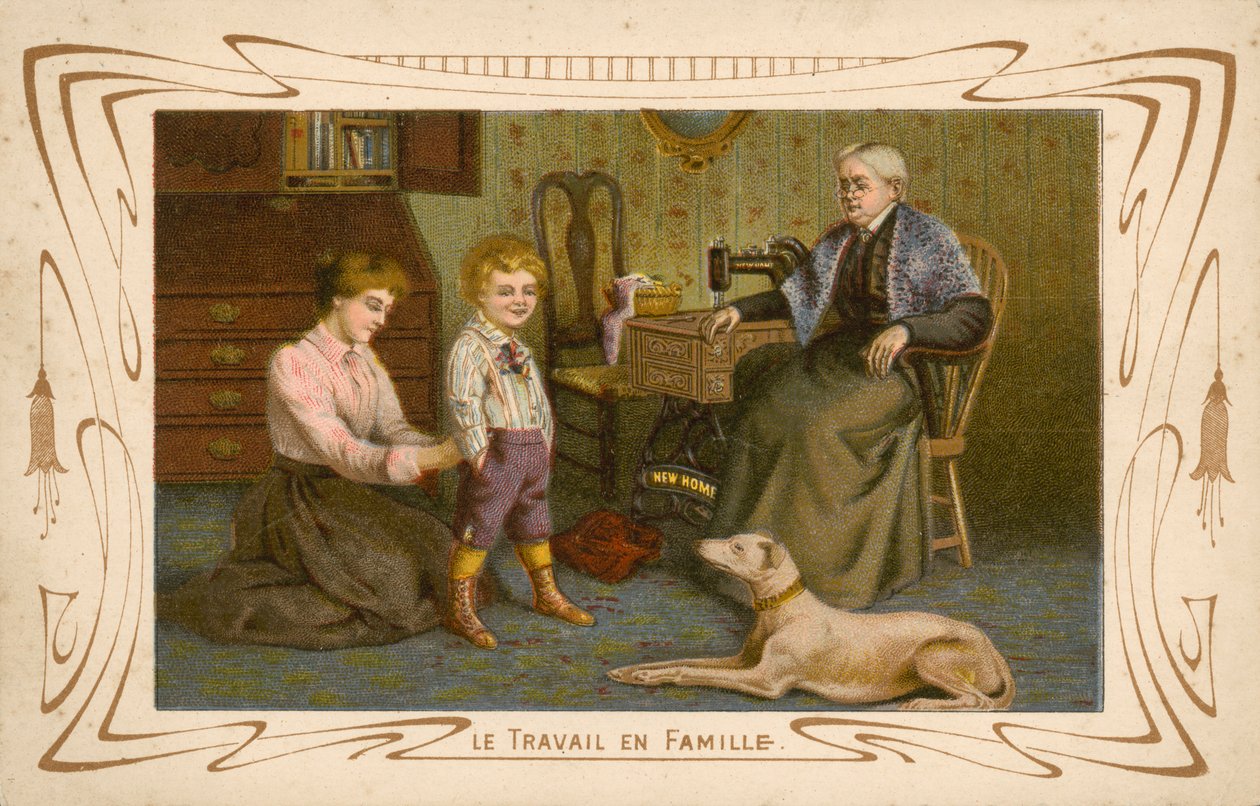 Trabalho familiar (cromolitografia) de French School