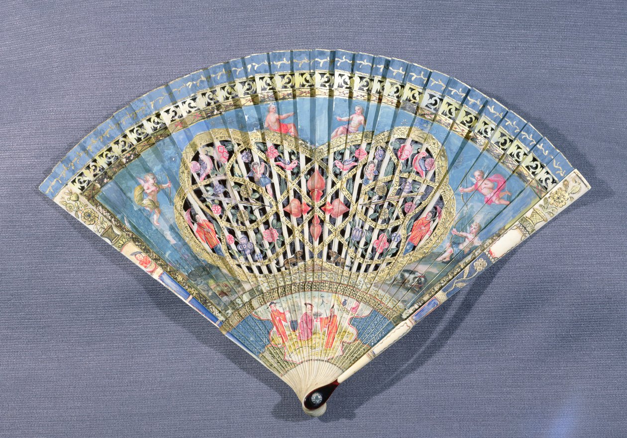 Fã com Cupidos, século XVII de French School