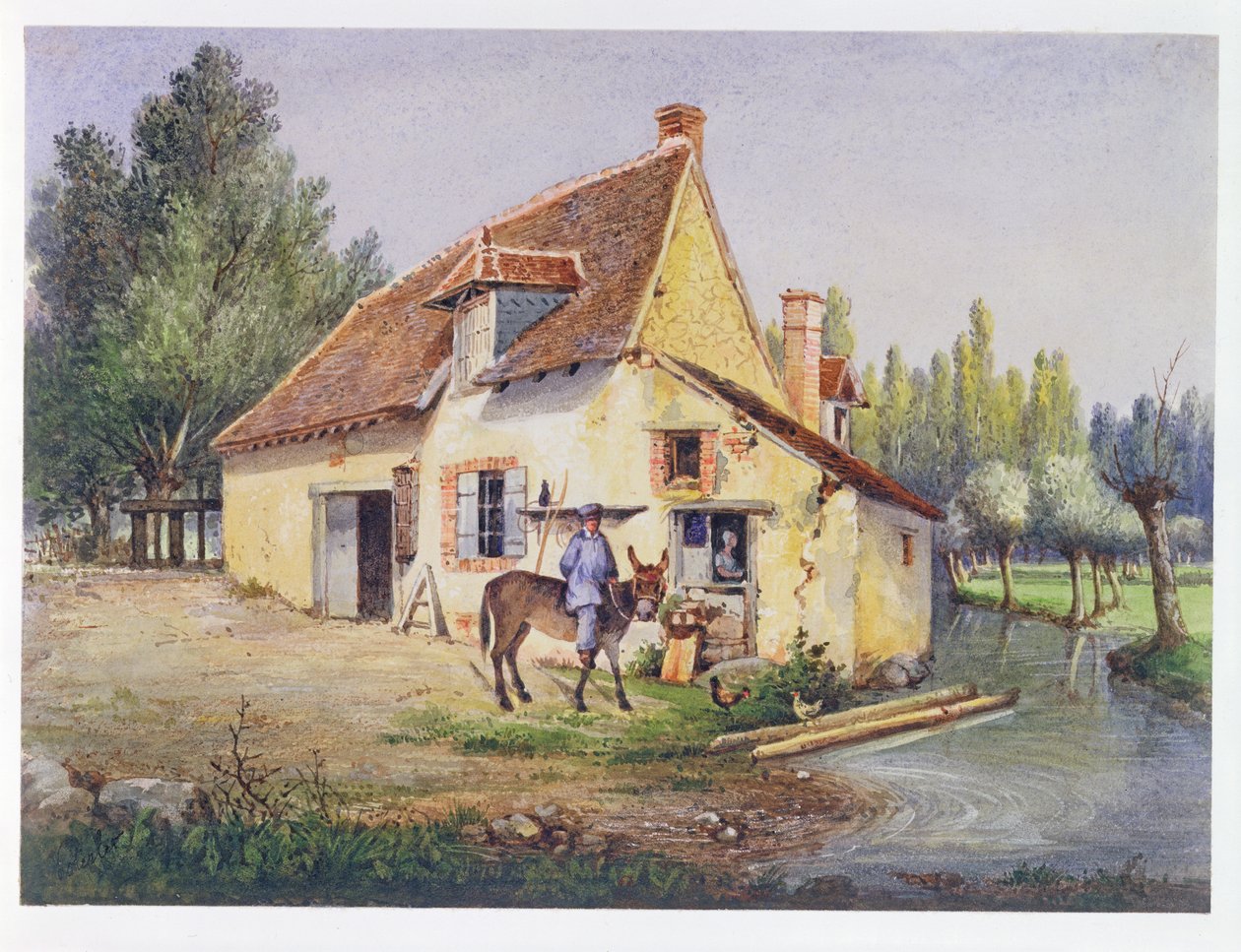 Fazenda na região de Epernay, c.1850 (wc no papel) de French School