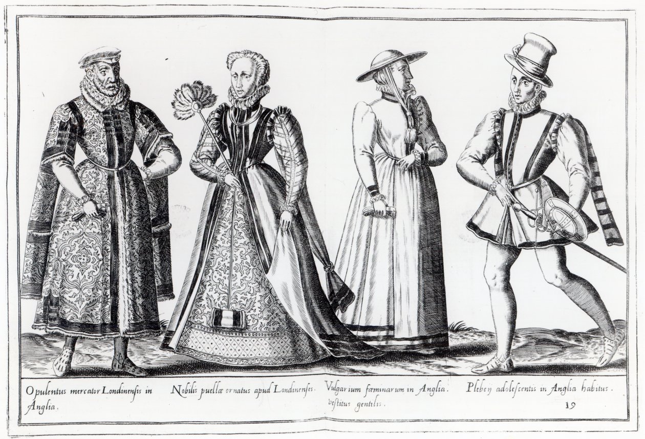 Moda durante o Período Tudor (gravura) de French School