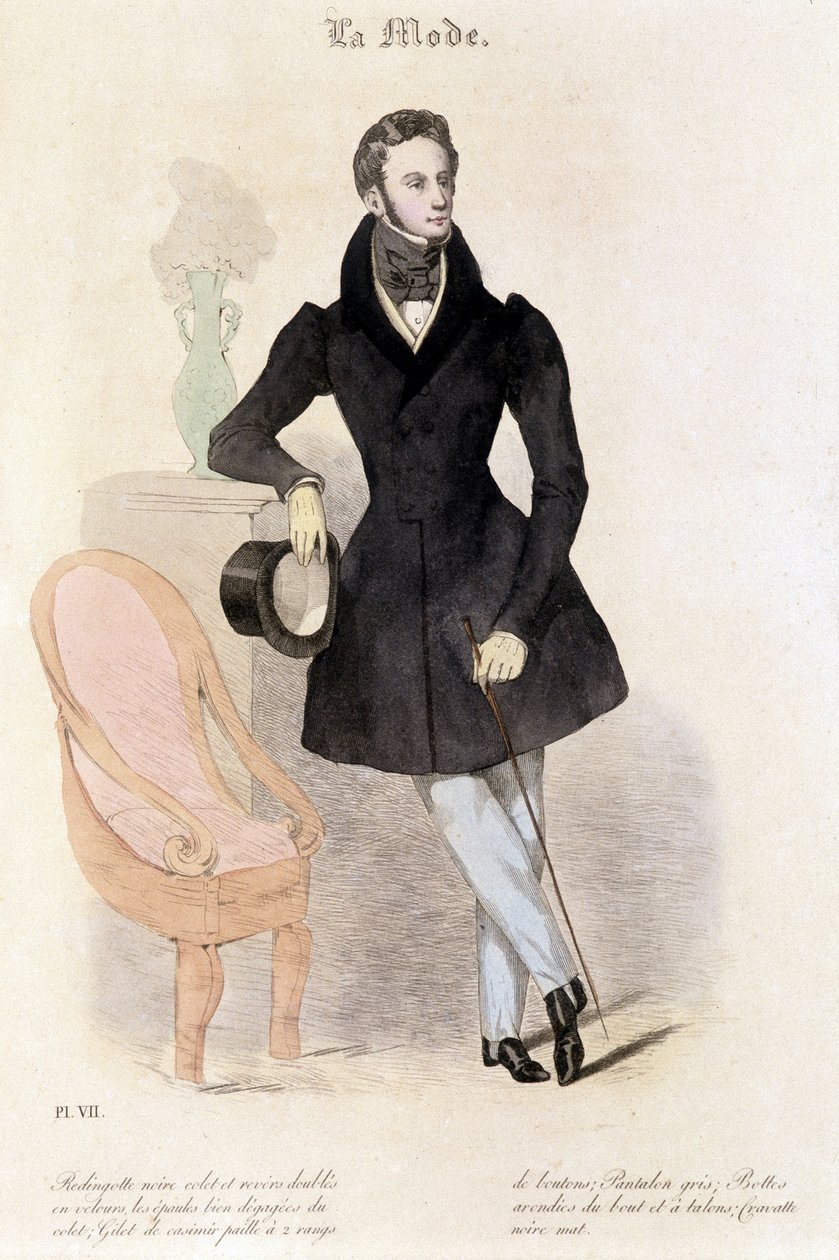 Moda masculina em 1829 - em "Les Modes". de French School