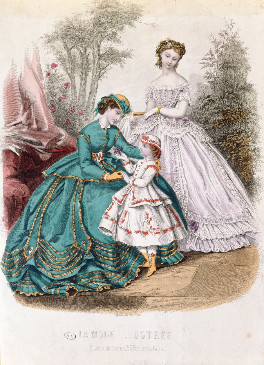 Placa de moda de La Mode Illustree, 1865 de French School