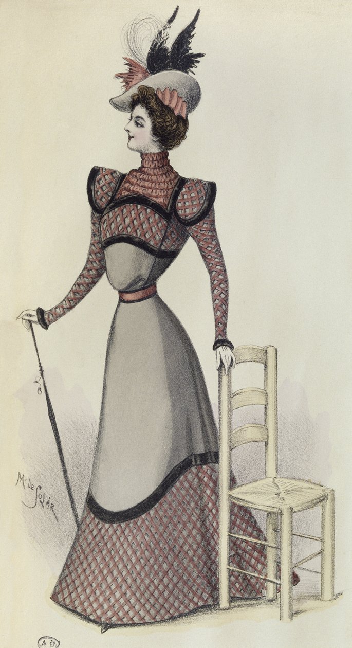 Placa de moda, ilustração da nova moda, 1897 de French School