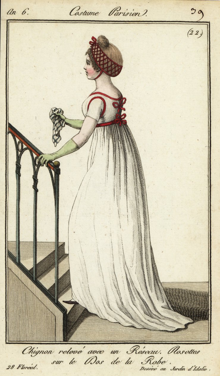 Mulher da moda em um jardim de prazer de French School