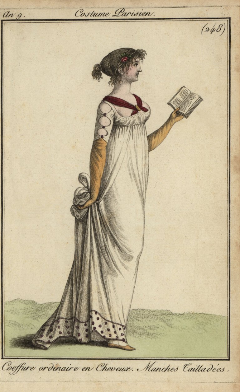 Mulher da moda lendo um livro de French School