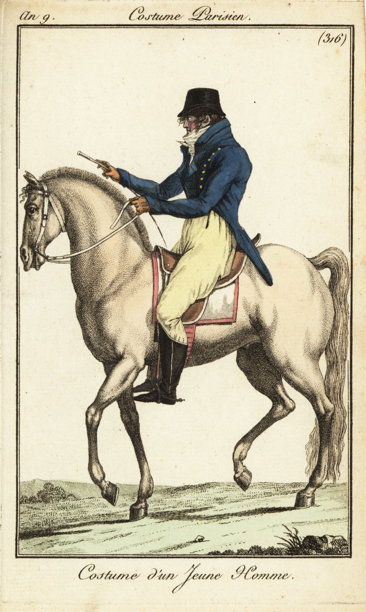 Jovem da moda ou Incroyable a cavalo de French School