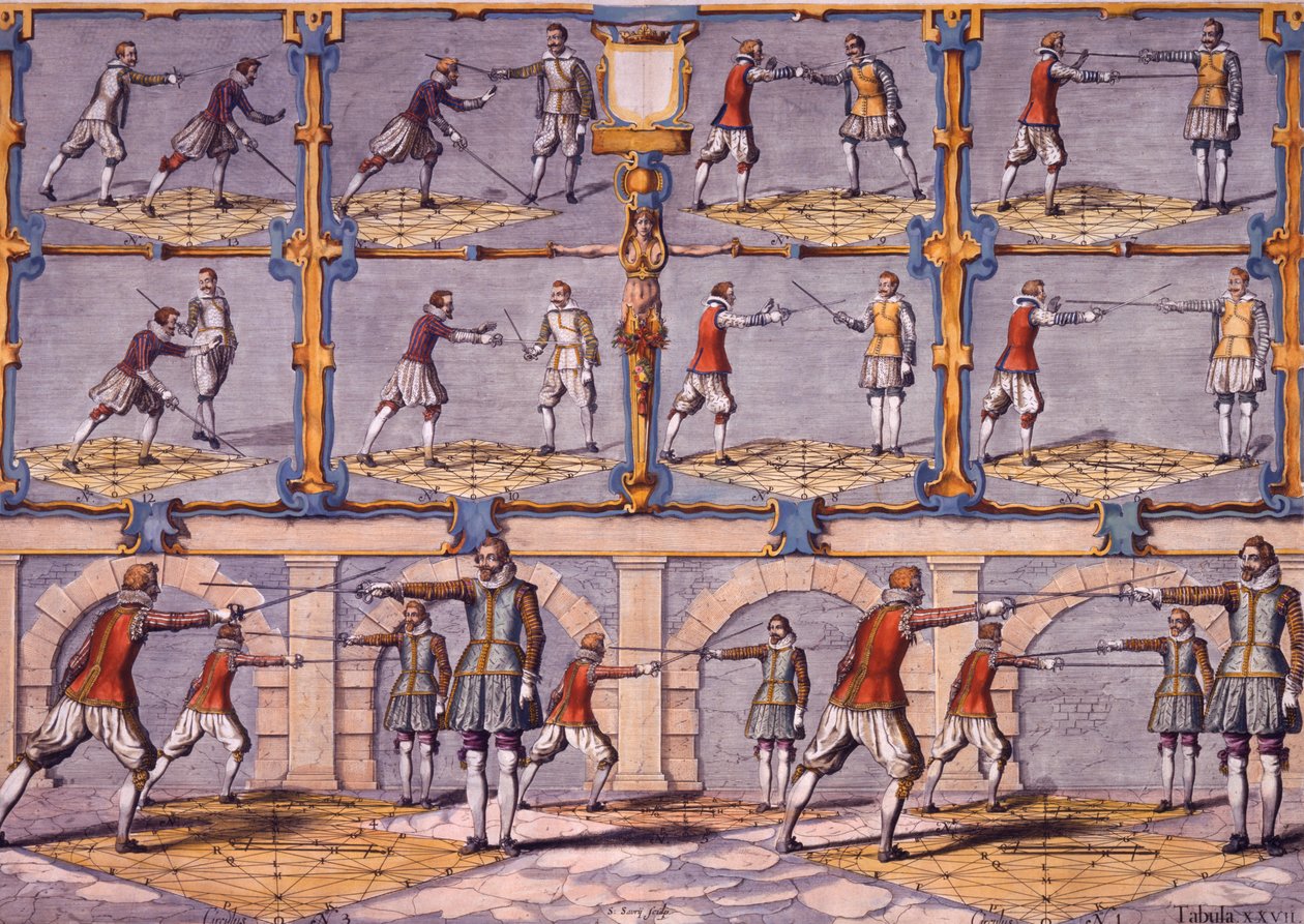 Esgrima, da Academie de lEspée por Girard Thibault, publicado em 1628 de French School
