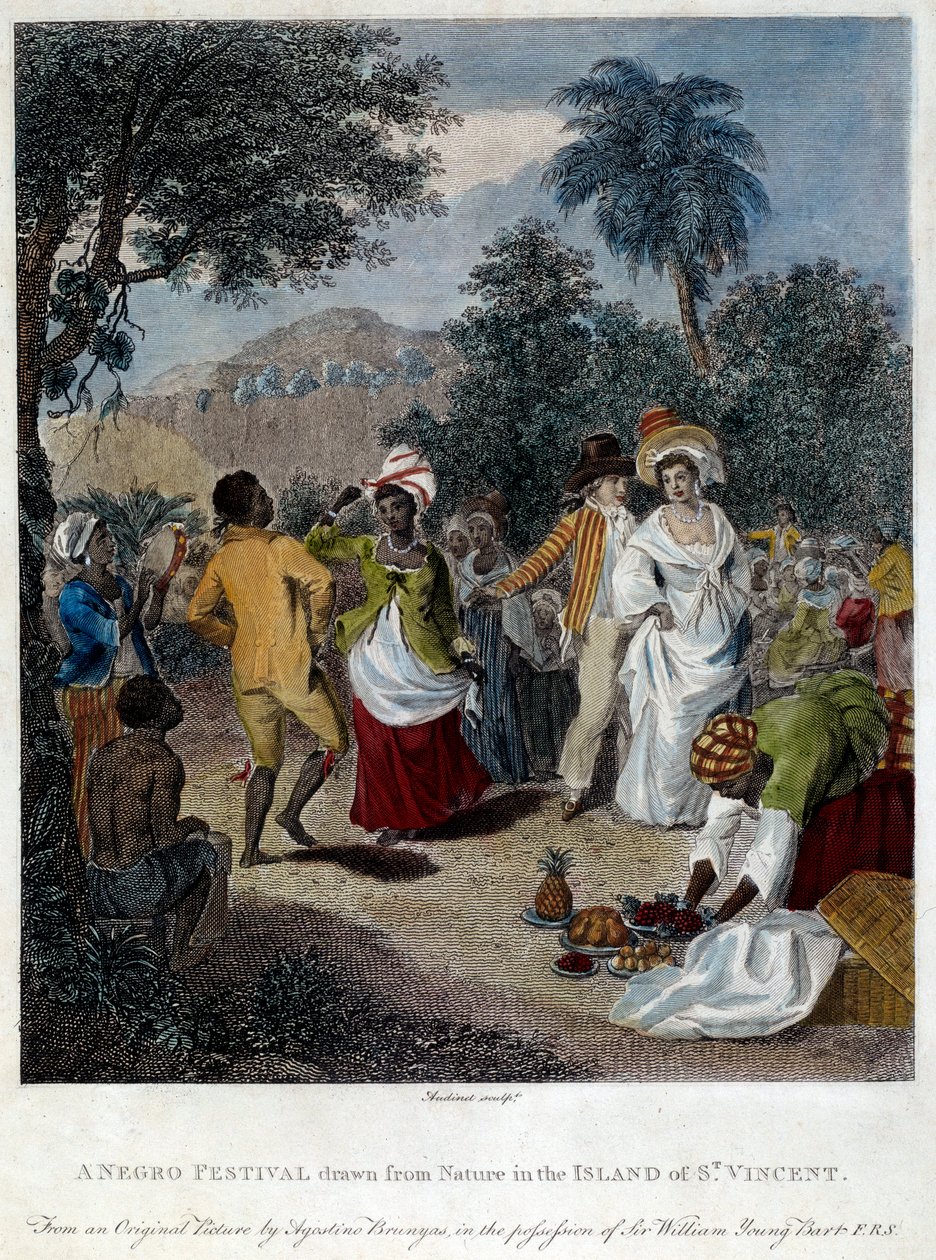 Fete negre na ilha de São Vicente (América Central, Antilhas). Gravura do século XIX. Chartres, Museu de Belas Artes de French School