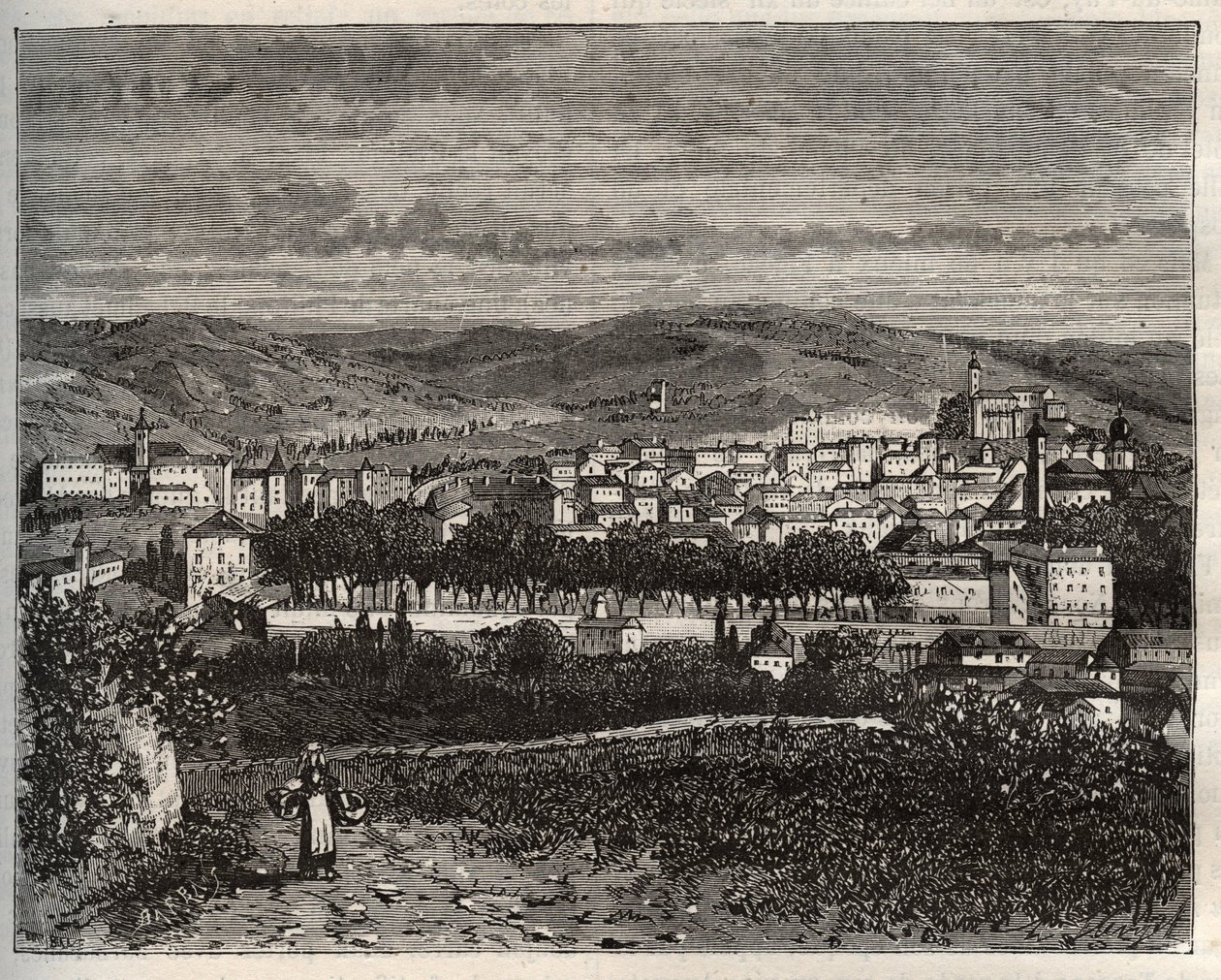 Figeac - Lote, na região de Midi-Pyrenees - gravura em "La France illustree: geography, history, statistical administration" de V.A. Malt-Brown. 1884 de French School