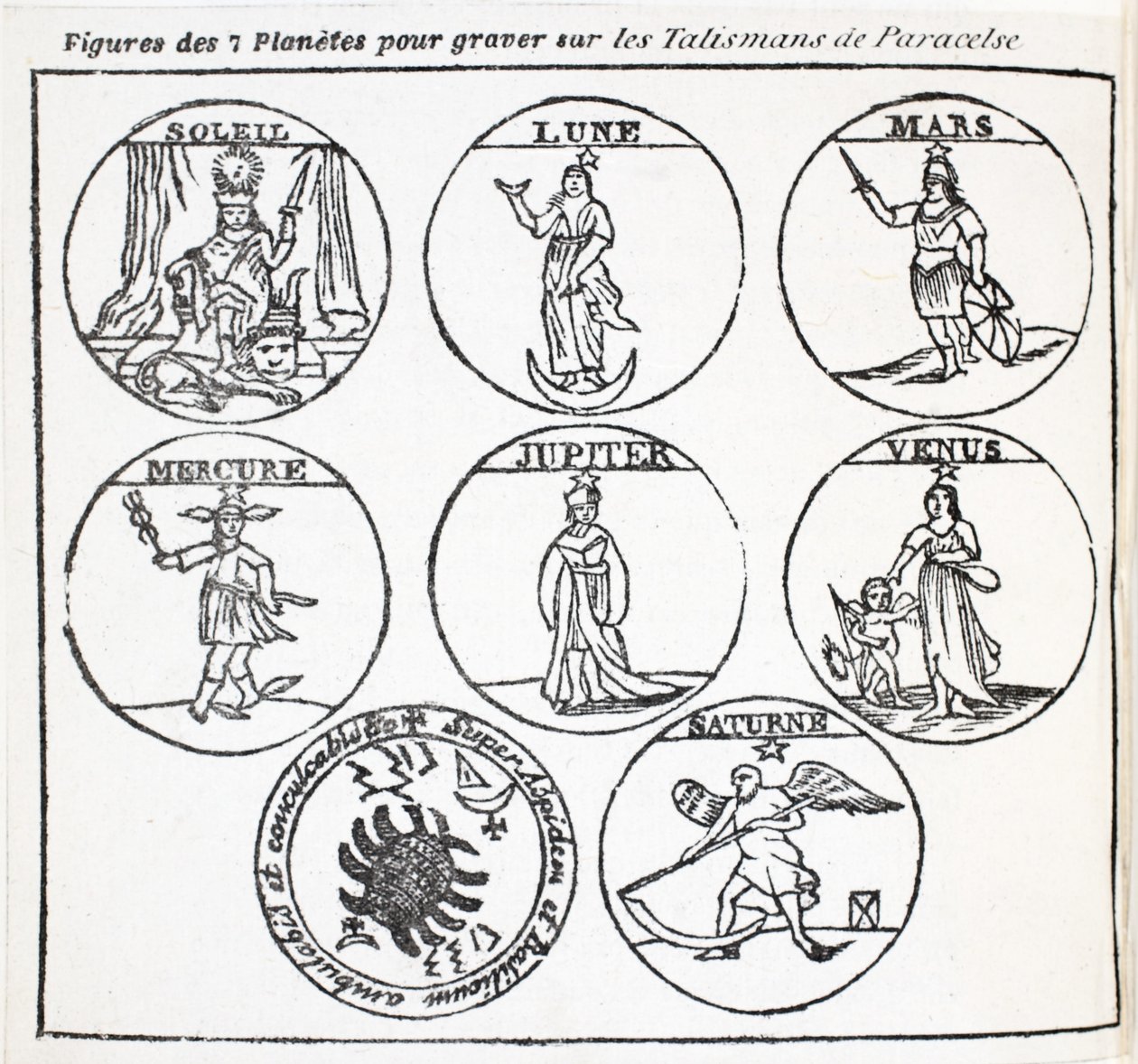 Figuras dos 7 planetas para gravar nos talismãs de aracelsus de French School