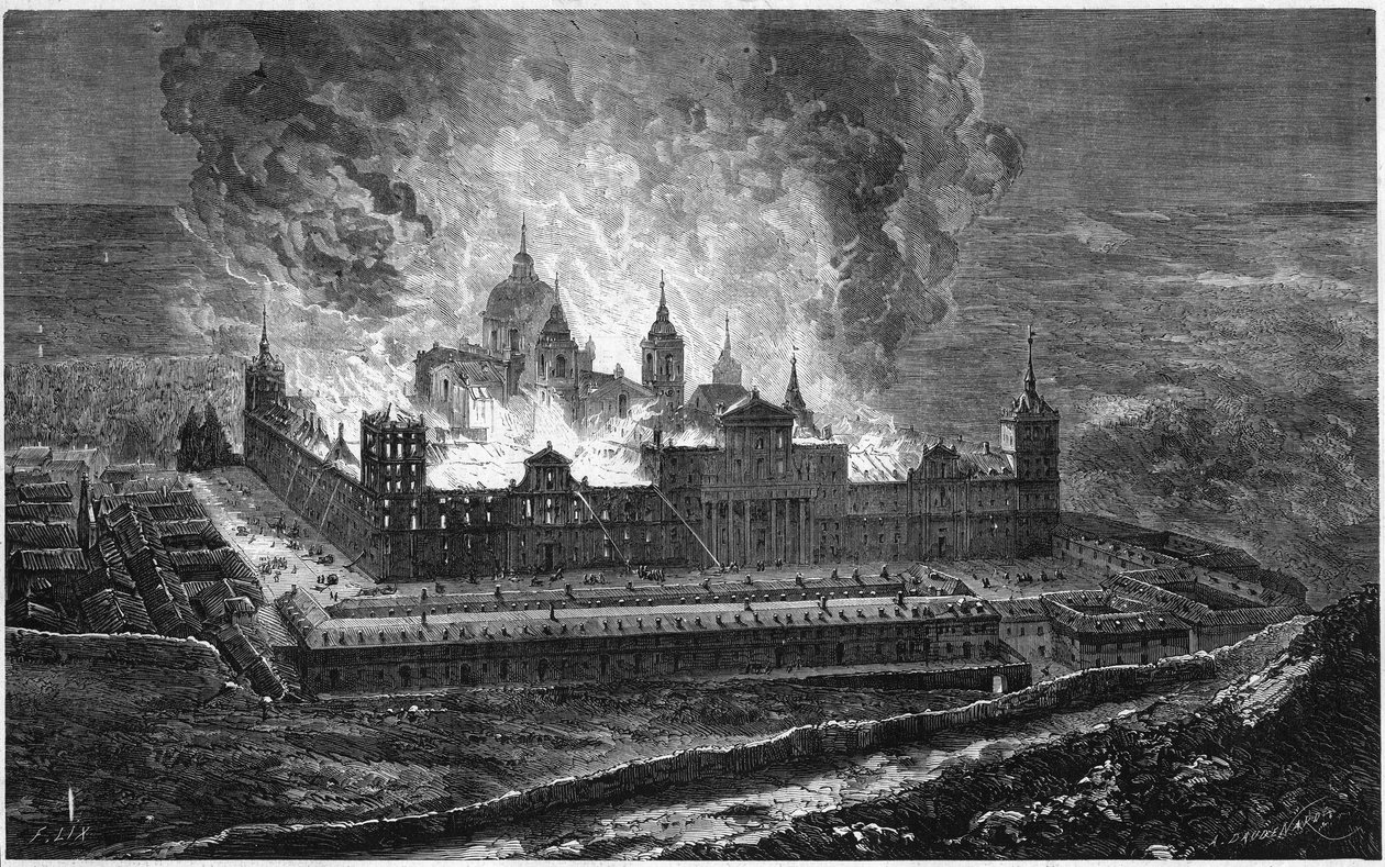 Incêndio do Palácio do Escorial em 2 de outubro de French School